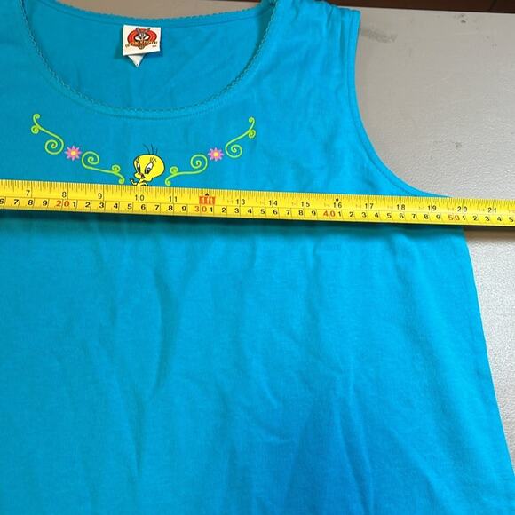 Vintage 1999 Looney Tunes Tweety Bird Blue Sleeveless Women's Size Large Cotton! - Picture 4 of 7